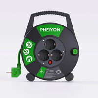 Pheiyon CE GS Mini 10M H05VV-F Enrollador de Cable Francés Schuko de 3 Vías 16A 250V con Protección contra Sobrecarga IP20 para Garaje, Caja de Cable ODM OEM
