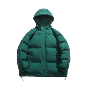 <b>Men's</b> Standard Hooded Puffer Jacket <b>Waterproof</b> Zip-Up <b>Winter</b> <b>Coat</b> Loose Fit Green Streetwear Spandex/Polyester Shell - Product Image 1