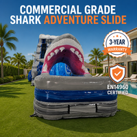 Tobogán Acuático Inflable Resistente Shark Adventure, con Barandilla de Seguridad Completa para Eventos Comerciales y Parques Acuáticos