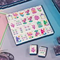 Mahjong Master Grade 160 Ubin Berlukis dengan Empat Rak Akrilik dan Penggeser Mahjong Amerika untuk Hadiah Liburan, Permainan Seru Terbaik