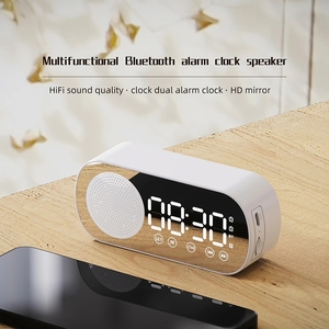 Reloj <span class=keywords><strong>Despertador</strong></span> Inalámbrico Silencioso con Altavoz, Soporte para Tarjeta de Memoria USB, Espejo LED, Pantalla Digital FM Grande para <span class=keywords><strong>Computadora</strong></span> y Hogar - Product Image 2
