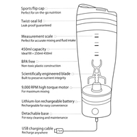 Ml — Shaker de protéines, 16OZ, mixeur intelligent pour lait et café, bouteille d'eau, mouvement Vortex
