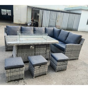 Cắt L hình dạng góc wicker đồ nội thất sân vườn mây ghế <span class=keywords><strong>sofa</strong></span> ăn uống và ngoài trời lửa Pit bảng - Product Image 2
