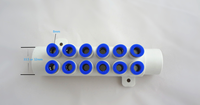 30-186A Colector de aire neumático portátil independiente de 12 puertos (1 pulgada) con desagüe de tapón interno de un toque para bañera de hidromasaje y spa, compatible con tuberías de 8mm/10mm