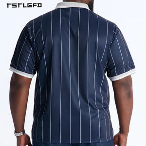 Camisetas Polo de Alta Gama Personalizadas con Rayas Azules, OEM/ODM, de Secado Rápido, con Estampado Gráfico en Poliéster, para Hombre, Estilo Vintage Deportivo - Product Image 2