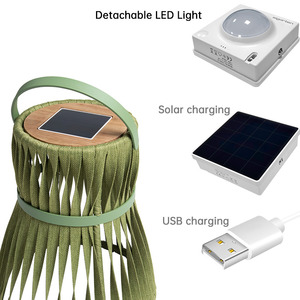 Lámparas Solares de Jardín con Cuerda de Ratán Verde, Listas para Enviar - Product Image 3