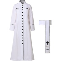 Robe de Prêtre pour Femme, Costume de Clergé d'Église avec Col Montant, Soutane Romaine Imprimée pour Pasteur