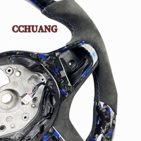 Volant de direction en fibre de carbone forgée bleue personnalisé pour BMW G22 G29 G20 M340i G30 X3 X5, volant de direction chauffant pour voiture.