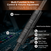 Écouteurs intra-auriculaires filaires USB-C, micro 3 boutons, écouteurs stéréo Hi-Fi transparents, ajustement supra-auriculaire et connecteur plaqué or pour téléphones et PC
