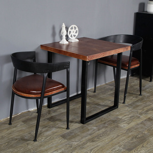 Bàn ăn và ghế kết hợp hiện đại đơn giản Bàn vuông nhỏ đôi gỗ rắn ban công ăn uống trà sữa cửa hàng đồ uống - Product Image 1