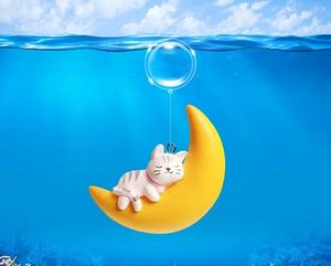 Venta al por mayor lindo animal acostado con adorno <span class=keywords><strong>de</strong></span> Luna Aquascape decoración acuario regalo popularidad flotante para la pecera - Product Image 5