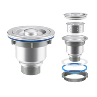 Siphon d'évier de cuisine en acier inoxydable brossé avec filtre, installation facile, drainages élégants pour une évacuation efficace des déchets