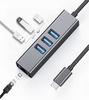 Hub USB Type-C Adaptateur réseau Gigabit Ethernet 1000M LAN RJ45 avec 3 ports USB 3.0