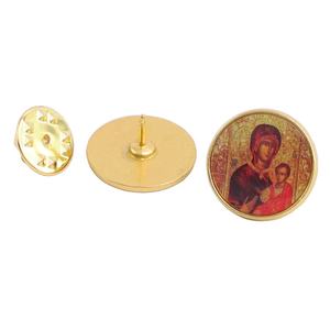 0.7 pouces ton or rond grec chrétien orthodoxe vierge marie de la <span class=keywords><strong>Passion</strong></span> Panagia Soumela épinglette métal religieux moulé Style - Product Image 1