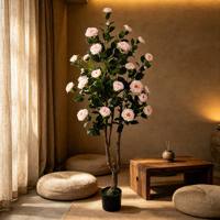 Fleurs décoratives multi-types de 160 cm, plantes artificielles en pot, faux arbres à fleurs de camélia, plantes artificielles persistantes, décorations pour mariage et événements