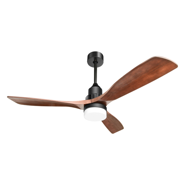 Simple Solid Wood 52inch 3 Blade Ceiling Fan with Lights with Remote Control Noiseless Decoration Ceiling Fans Lamp