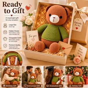 Orsacchiotto Gigante in Peluche con Tasca Nascosta da 37 Cm, Regalo Commemorativo, Giocattolo <span class=keywords><strong>Amigurumi</strong></span> all'Uncinetto - Product Image 6