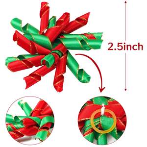 Vente en gros en vrac d'accessoires pour cheveux de chiot Korker bouclés et doux, nœuds faits à la main pour le toilettage des animaux de compagnie avec des élastiques pour Noël - Product Image 2