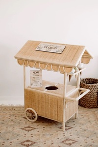 Chariot à glaces en rotin unique fait à la main pour enfants, jeu de cuisine pour enfants, 100% sécurité, fabriqué au Vietnam - Product Image 5