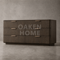 Commode OAKEN à 6 tiroirs en bois massif, design minimaliste, style européen moderne, pour chambre à coucher, salon et mobilier de maison
