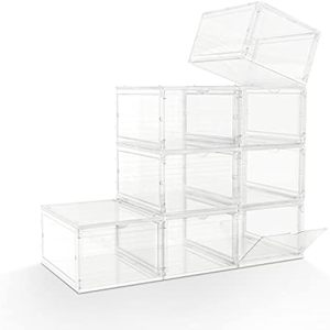 Boîte de rangement pour chaussures en acrylique transparente, pliable, à ouverture frontale, avec une capacité de 10 à 20 L - Product Image 1