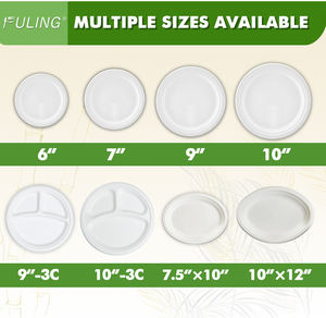 FULING - <span class=keywords><strong>Vajilla</strong></span> Desechable Ecológica para Fiestas, Platos de Caña de Azúcar Resistentes, Compostables y Biodegradables, de 9 y 10 Pulgadas - Product Image 6