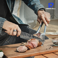Pisau Koki 6,5 Inci Baja Damaskus Tembaga Kustom 60-62 HRC Pisau Pemotong dengan Gagang Kayu Pakka Ambidextrous untuk Daging