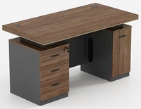 Estación de Trabajo Moderna para Oficina con Cajones y Archivadores, Escritorio para Gerente con Mesa de Madera Moderna