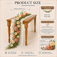 Guirlande de table en fleurs artificielles champagne, arrangement de roses en soie et d'hortensias, décoration de réception de mariage faite à la main