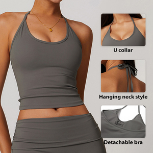 حزام جديد معلق الرقبة جميلة الظهر مع حصيرة الصدر للياقة البدنية ضيق عارضة سرعة التجفيف أعلى للنساء - Product Image 3