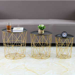 Đa Chức Năng Phong Cách Sang Trọng Đen Top Vàng Kim Loại Giỏ Bàn Cà Phê - Product Image 4