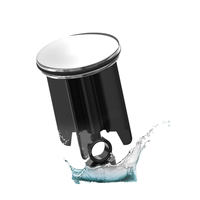 Tapón Universal para Lavabo de Baño de 40 mm, Negro Cromado, Moderno, de Latón, ABS y Goma, Fácil de Limpiar, con 3 Años de Garantía
