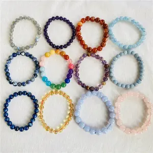 Vente chaude bracelets en cristal guérison pierre naturelle pierre naturelle bracelet de perles pour hommes et femmes