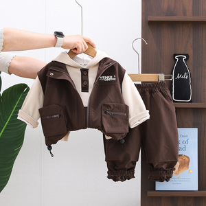 Conjunto de Primavera/Otoño para Niños 2026, Nuevo Estilo, Chaleco Informal de Primavera para Bebé, Conjunto de Tres Piezas, Ropa para Bebés/Niños Pequeños, Pantalones - Product Image 2