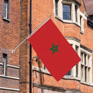 Bandera de Marruecos de 3x5 pies de poliéster con dos ojales de latón, de una sola capa, para colgar en la pared, decoración para interiores y exteriores. - Product Image 5