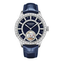 Montre mécanique pour homme de haute qualité, personnalisée, de style professionnel, à mouvement apparent, avec bracelet en cuir véritable