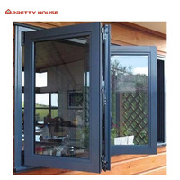 Fenêtres pliantes horizontales en aluminium anti-ouragan NFRC avec double vitrage trempé pour balcon et cuisine