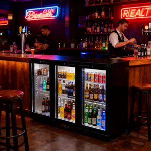Réfrigérateur à bar multi-zones NE-300CS, trois portes, en acier inoxydable, avec compresseur multi-zones CNC au gaz R600A, pour usage domestique et commercial. - Product Image 6