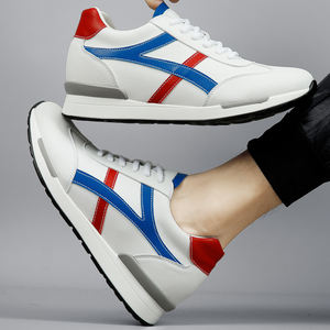 Invisible Height-increasing 8cm Men's Fashionable White <b>Sneakers</b> with Casual Lace-up Design and Invisible Mesh Lining - Product Image 5