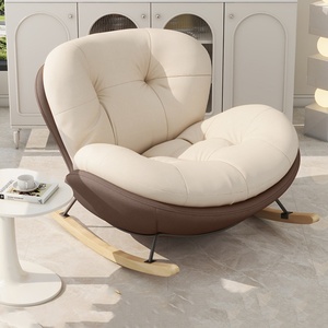 Nórdico moderno de lujo de cuero duradero sala de estar mecedora reclinable salón sofá individual perezoso silla tapizada relajarse muebles - Product Image 4
