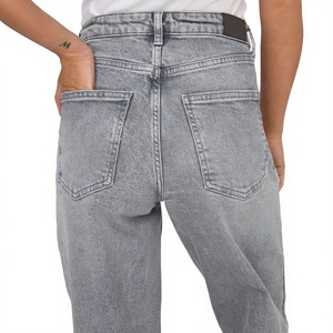 Jeans de mezclilla personalizados para mujer al por mayor, de cintura alta, holgados, de pierna ancha, de pierna recta, estilo Mom Fit, ropa de moda casual y streetwear. - Product Image 6