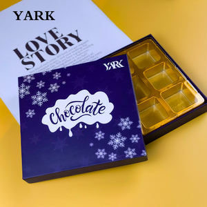 Cajas Rígidas de Embalaje para Bombones de Chocolate de Lujo Personalizadas YARK con Laminado Mate, Grabado en Relieve, Impresión UV y Separadores de Cartón y Plástico - Product Image 1