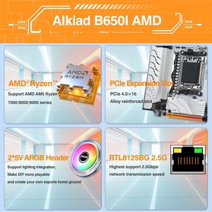 Placa base para juegos de escritorio B650 ITX AM5 DDR5 PCIe 4,0 M.2 ranuras USB 3,0 SATA Compatible con <span class=keywords><strong>AMD</strong></span> para la serie Ryzen 9000/8000/7000 - Product Image 3