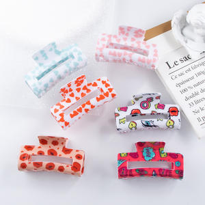 Pinzas de Pelo Acrílicas Geométricas Frescas y Dulces de 8 cm, Rectangulares, Estilo Europeo y Americano, Accesorios para Niños para el Día de San Valentín - Product Image 2