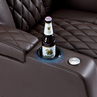 Ensemble de canapés inclinables électriques classiques modernes en cuir véritable, mobilier de salon extensible de luxe, avec mousse à mémoire de forme et pieds en bois