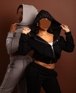 Custom 2024 Latest Acid Wash Distressed Embroidery Tracksuits Sweatsuits Jogger <strong>Suits</strong> <strong>Flared</strong> Sweatpants and Hoodie Sets Women - Product Image 4