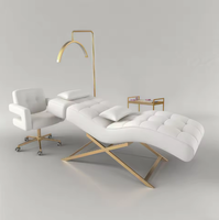 Lit de massage et de soin du visage en coton rose de luxe, lit pour extensions de cils, mobilier de salon