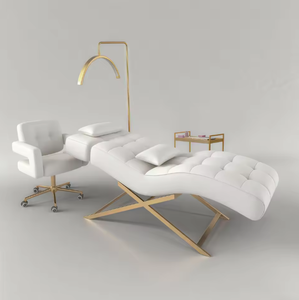 Cama de Lujo Rosa de Algodón Curvada para Pestañas, Cama de Masaje y Cuidado Facial, Mueble de Salón para Pestañas - Product Image 3