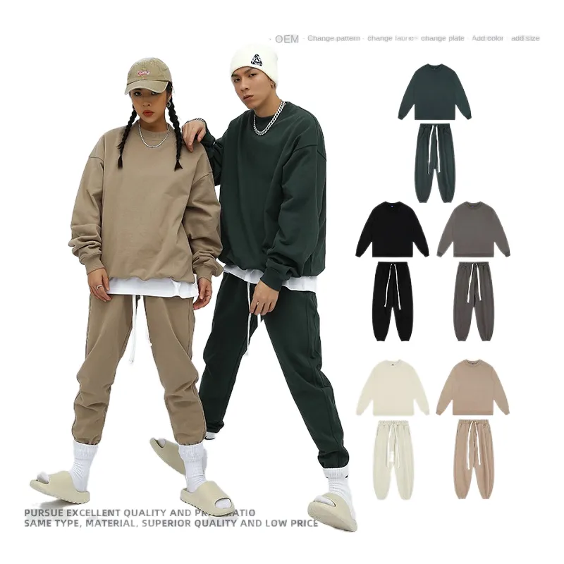 Hot Sale Custom Sweat Suits Tech Fleece Tracksuit Sweatsuit Unisex Sets Men's CrewNeck Sportswear Hoodie Set essentials hoodie