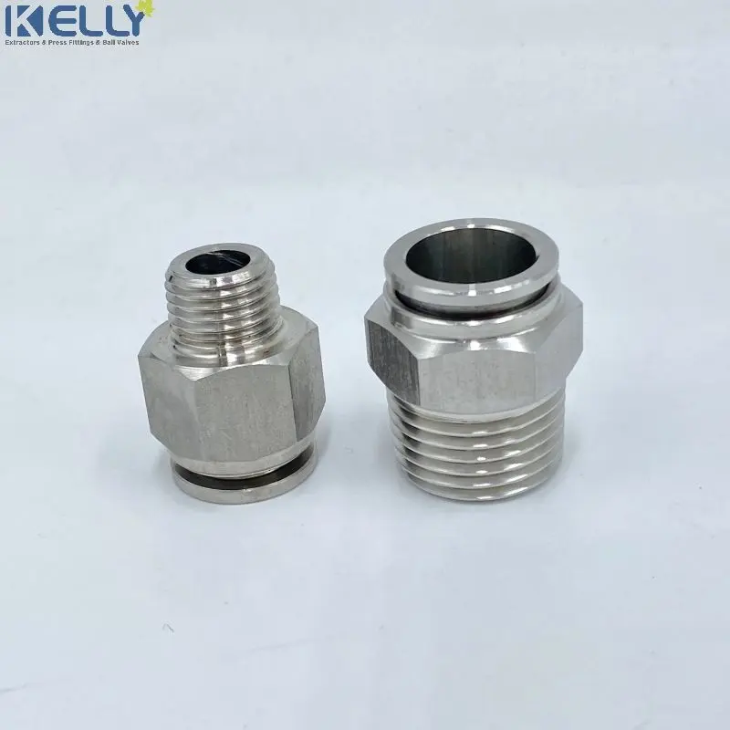Pneumatic element stainless steel 304/316L male threaded straight connector